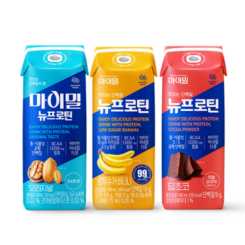 마이밀 마시는 뉴프로틴 3종 (48팩) (오리지널+딥초코+바나나 각 16팩) 