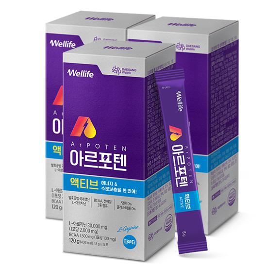 대상웰라이프 아르포텐 액티브 120g(8gx15포)X3 /45일분