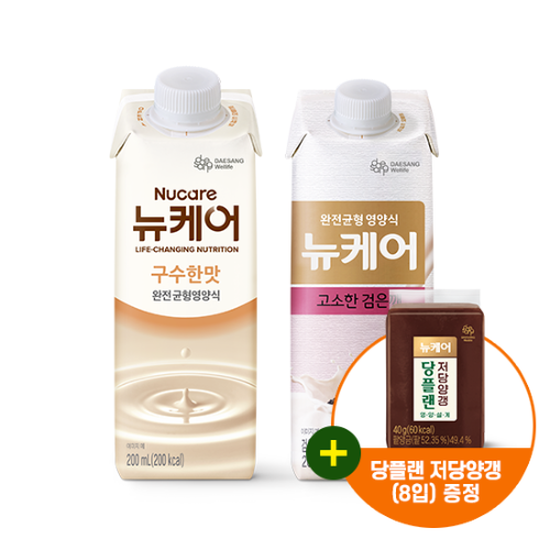 뉴케어 구수한맛 200ml (30팩) + 고소한 검은깨 200ml (30팩) + 당플랜 저당양갱 (8입) 증정