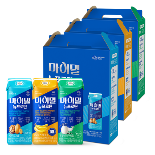 마이밀 마시는 뉴프로틴 3종 (48팩) (오리지널+바나나+산양유 각 16팩)