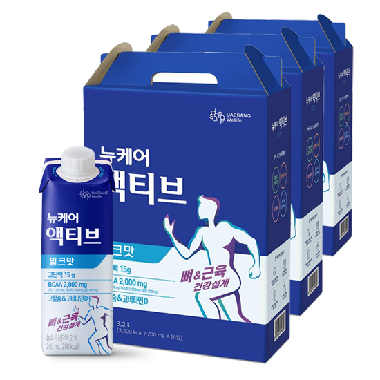 [비밀특가] 뉴케어 액티브 밀크맛 200ml (16팩)X3EA