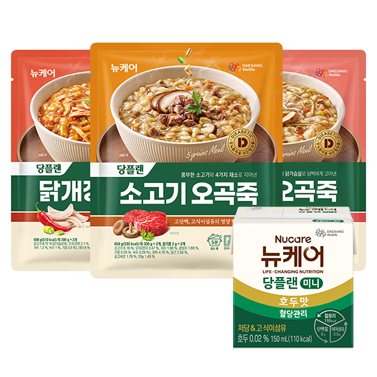 뉴케어 당플랜 미니 호두맛 150ml (30팩) + 당플랜 오곡죽 3종 (삼계 1EA+소고기 1EA+닭개장 1EA)_1