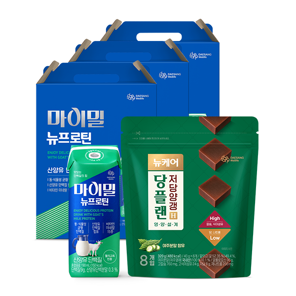 마이밀 뉴프로틴 산양유 단백질 190ml (48팩) + 뉴케어 당플랜 저당양갱 (8입)