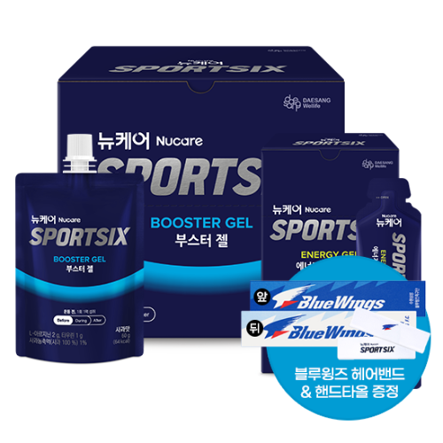 [스포식스X수원삼성 블루윙즈 이벤트] 뉴케어 스포식스 부스터 젤 1EA + 에너지젤 복숭아맛 1EA + 블루윙즈 헤어밴드 & 핸드타올 증정